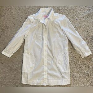 Lilly Pulitzer XS Blouse Shirt White Button Front 3/4 Sleeve Pockets extra small